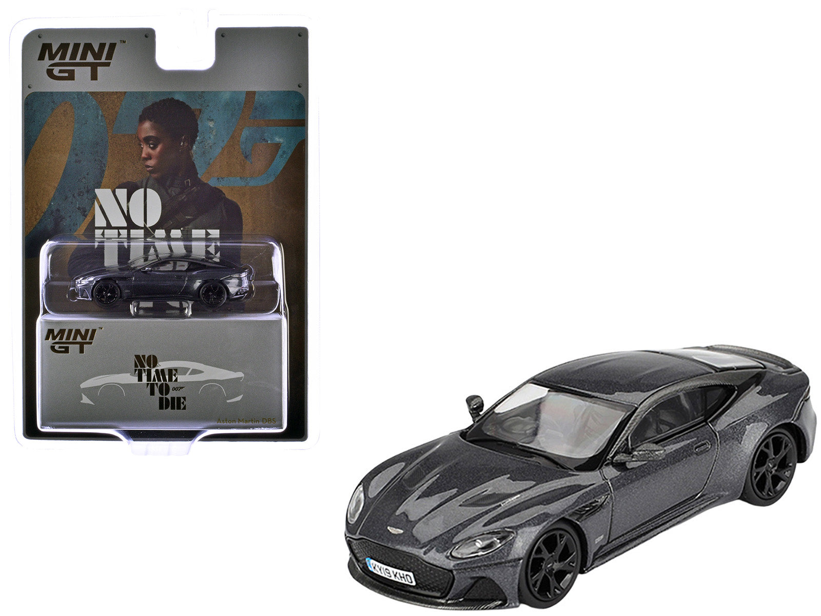 Aston Martin DBS RHD (Right Hand Drive) Gray Metallic 007 James Bond &quot;No Time to Die&quot; (2021) Movie Limited Edition 1/64 Diecast Model Car by Mini GT