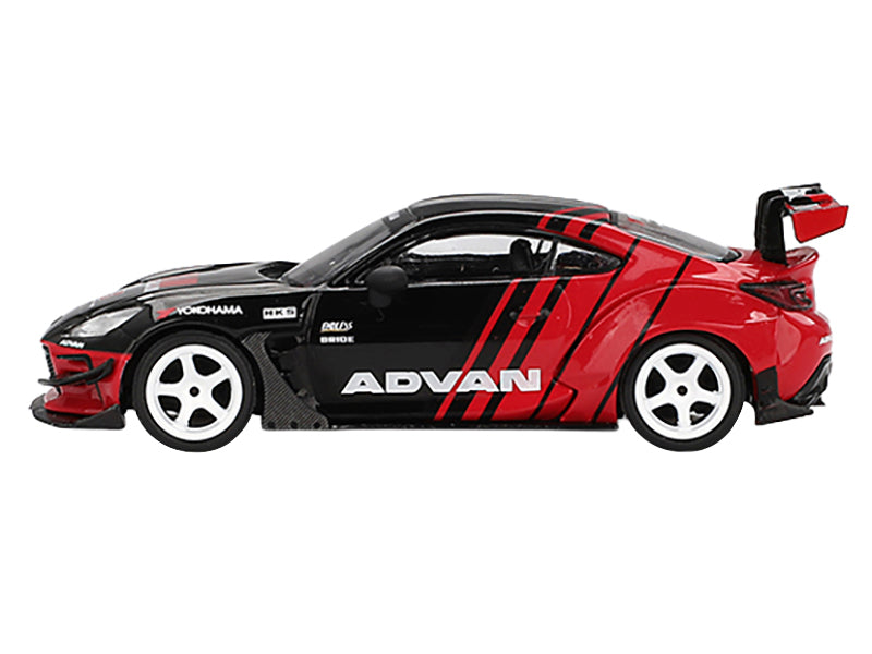 Toyota GR86 &quot;HKS TYPE R ADVAN&quot; RHD (Right Hand Drive) Black and Red &quot;2022 Tokyo Auto Salon&quot; Limited Edition 1/64 Diecast Model Car by Mini GT