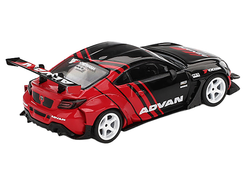 Toyota GR86 &quot;HKS TYPE R ADVAN&quot; RHD (Right Hand Drive) Black and Red &quot;2022 Tokyo Auto Salon&quot; Limited Edition 1/64 Diecast Model Car by Mini GT