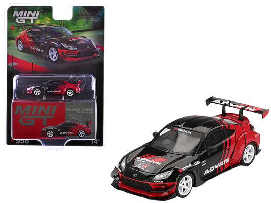 Toyota GR86 &quot;HKS TYPE R ADVAN&quot; RHD (Right Hand Drive) Black and Red &quot;2022 Tokyo Auto Salon&quot; Limited Edition 1/64 Diecast Model Car by Mini GT