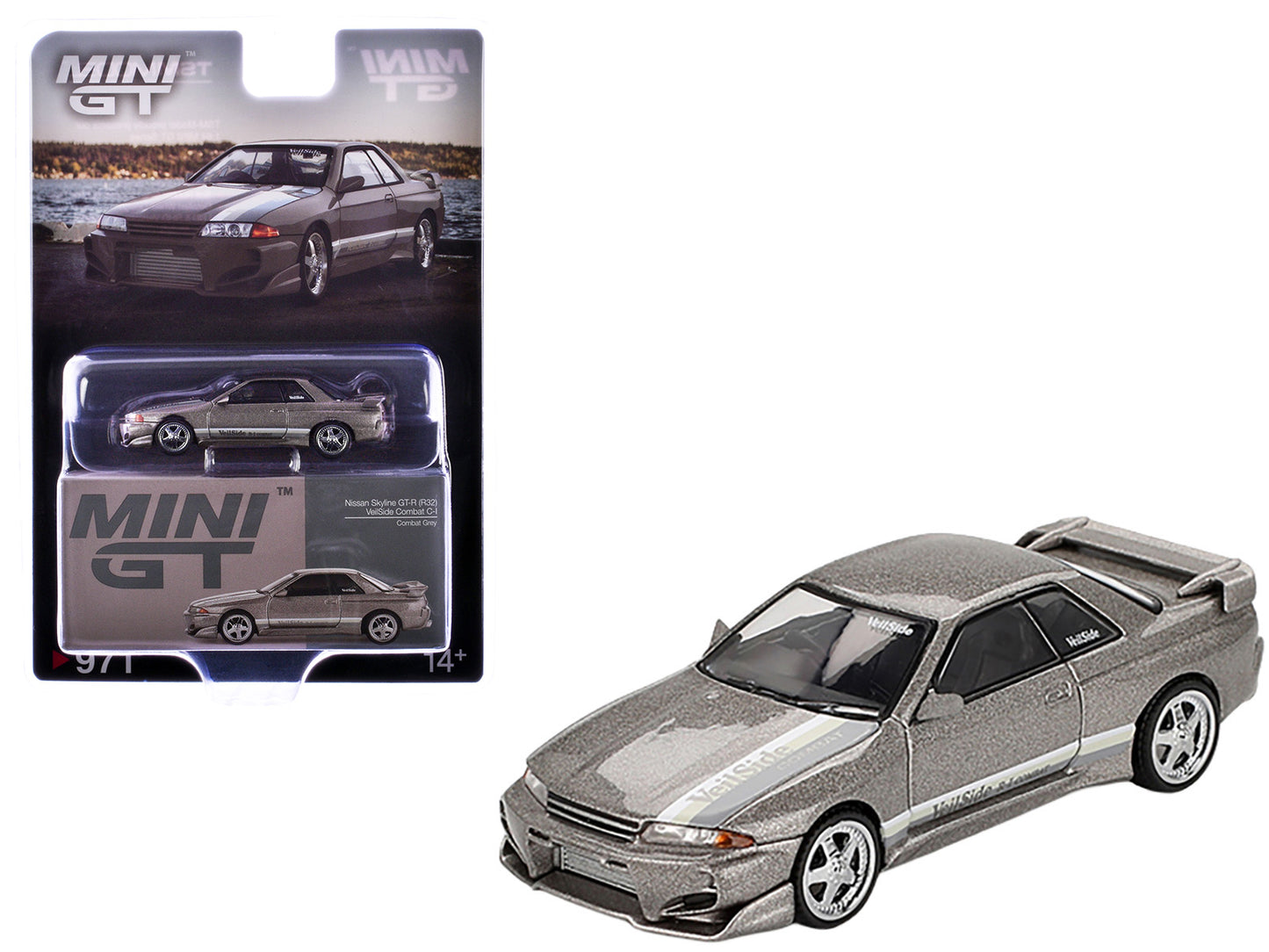 Nissan Skyline GT-R (R32) RHD (Right Hand Drive) &quot;Veilside Combat C-I&quot; Gray Metallic Limited Edition 1/64 Diecast Model Car by Mini GT