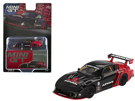 Mazda RX-7 LB-Super Silhouette RHD (Right Hand Drive) &quot;Advan&quot; Black and Red Limited Edition 1/64 Diecast Model Car by Mini GT