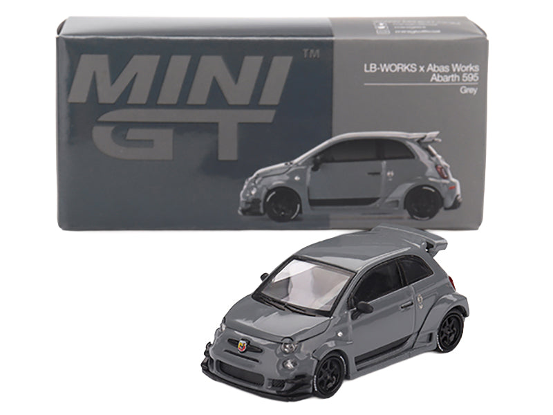 ABARTH 595 #49 &quot;LB-Works x Abas Works&quot; Gray Limited Edition 1/64 Diecast Model Car by Mini GT