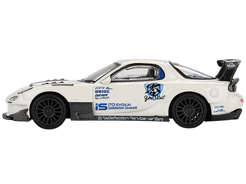 Mazda RX-7 (FD3S) &quot;Itosyoukai Rei-gouki with RE Amemiya&quot; RHD (Right Hand Drive) White with Graphics Limited Edition 1/64 Diecast Model Car by Mini GT