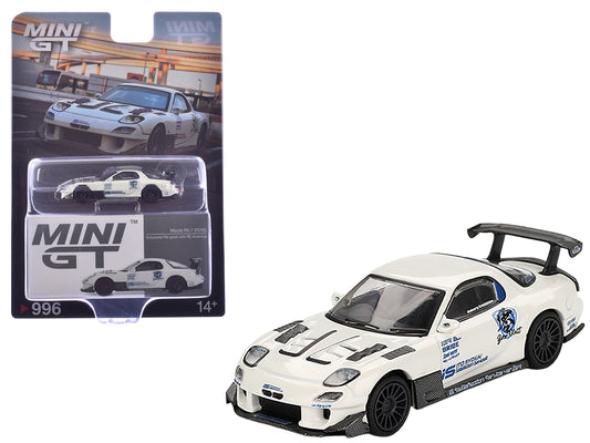 Mazda RX-7 (FD3S) &quot;Itosyoukai Rei-gouki with RE Amemiya&quot; RHD (Right Hand Drive) White with Graphics Limited Edition 1/64 Diecast Model Car by Mini GT