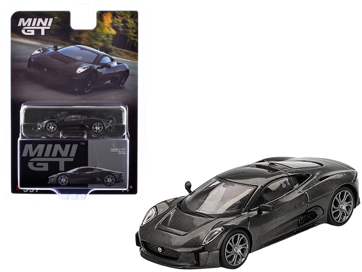 Jaguar C-X75 &quot;Test Car&quot; Black Carbon Limited Edition 1/64 Diecast Model Car by Mini GT