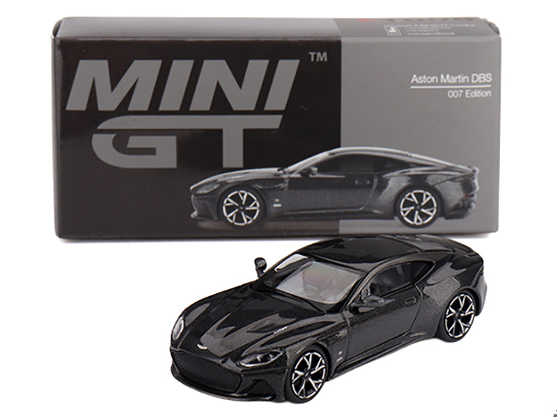 Aston Martin DBS RHD (Right Hand Drive) &quot;007 Edition&quot; Black Metallic Limited Edition 1/64 Diecast Model Car by Mini GT
