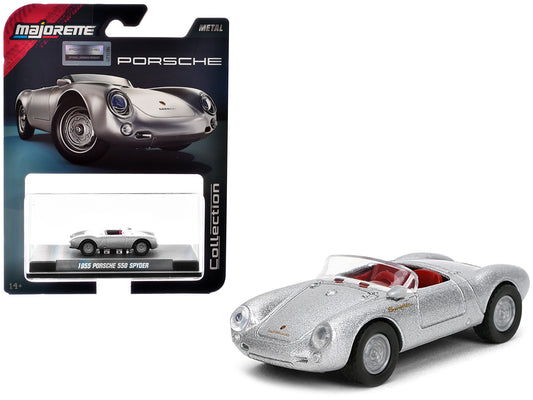 1955 Porsche 550 Spyder Silver Metallic with Red Interior &quot;Collection&quot; Series 1/64 Diecast Model Car by Majorette