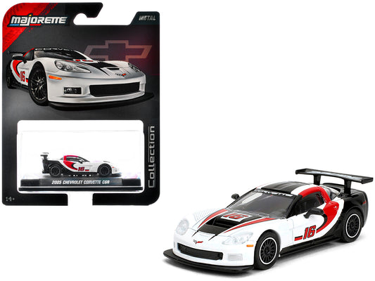 2005 Chevrolet Corvette C6R #16 White with Black and Red Graphics &quot;Collection&quot; Series 1/64 Diecast Model Car by Majorette