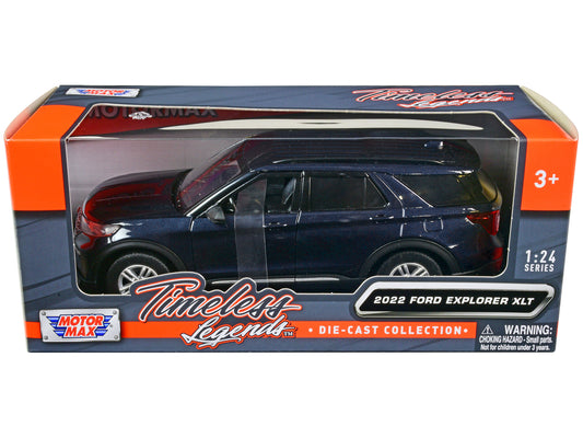 2022 Ford Explorer XLT Dark Blue Metallic &quot;Timeless Legends&quot; Series 1/24 Diecast Model Car by Motormax