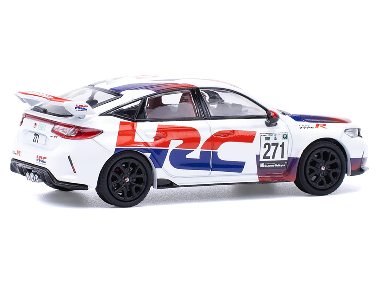 Honda Civic Type R FL5 &quot;HRC - Honda Racing&quot; White with Graphics 1/64 Diecast Model Car by Pop Race