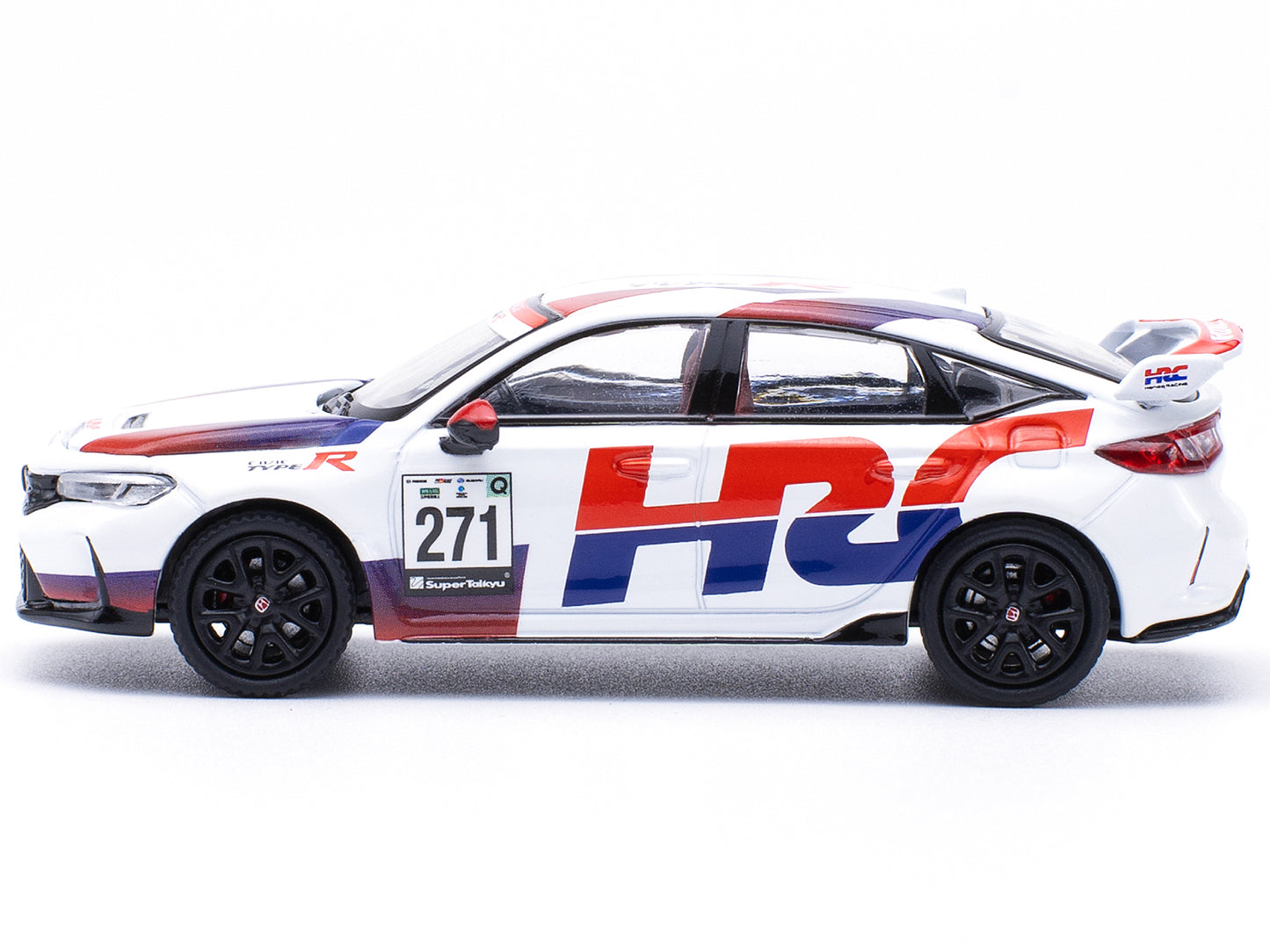 Honda Civic Type R FL5 &quot;HRC - Honda Racing&quot; White with Graphics 1/64 Diecast Model Car by Pop Race