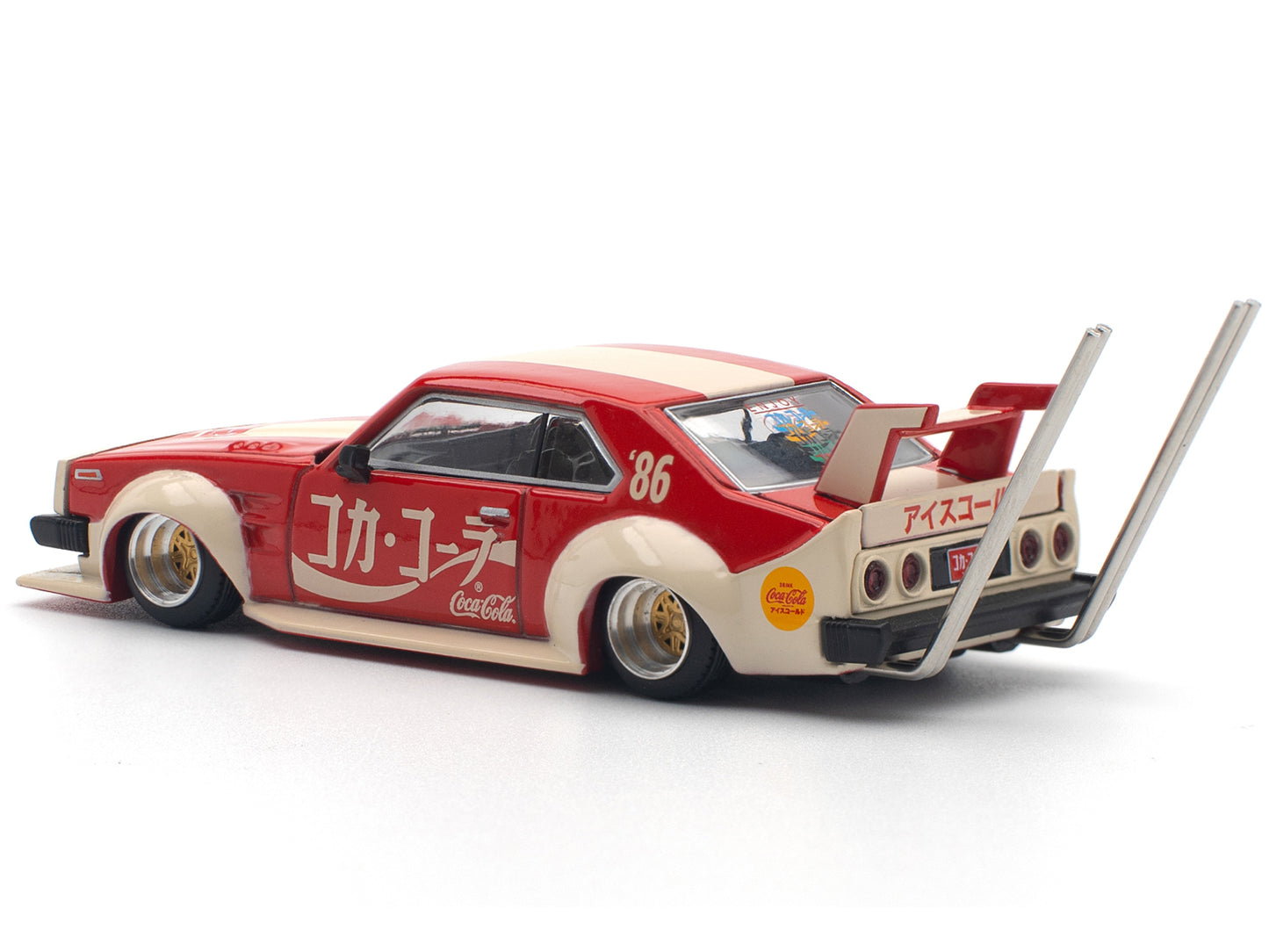 Skyline GT-R V8 Drift &quot;Hakosuka&quot; RHD (Right Hand Drive) &quot;Coca-Cola (Japan)&quot; Red and Cream 1/64 Diecast Model Car by Pop Race
