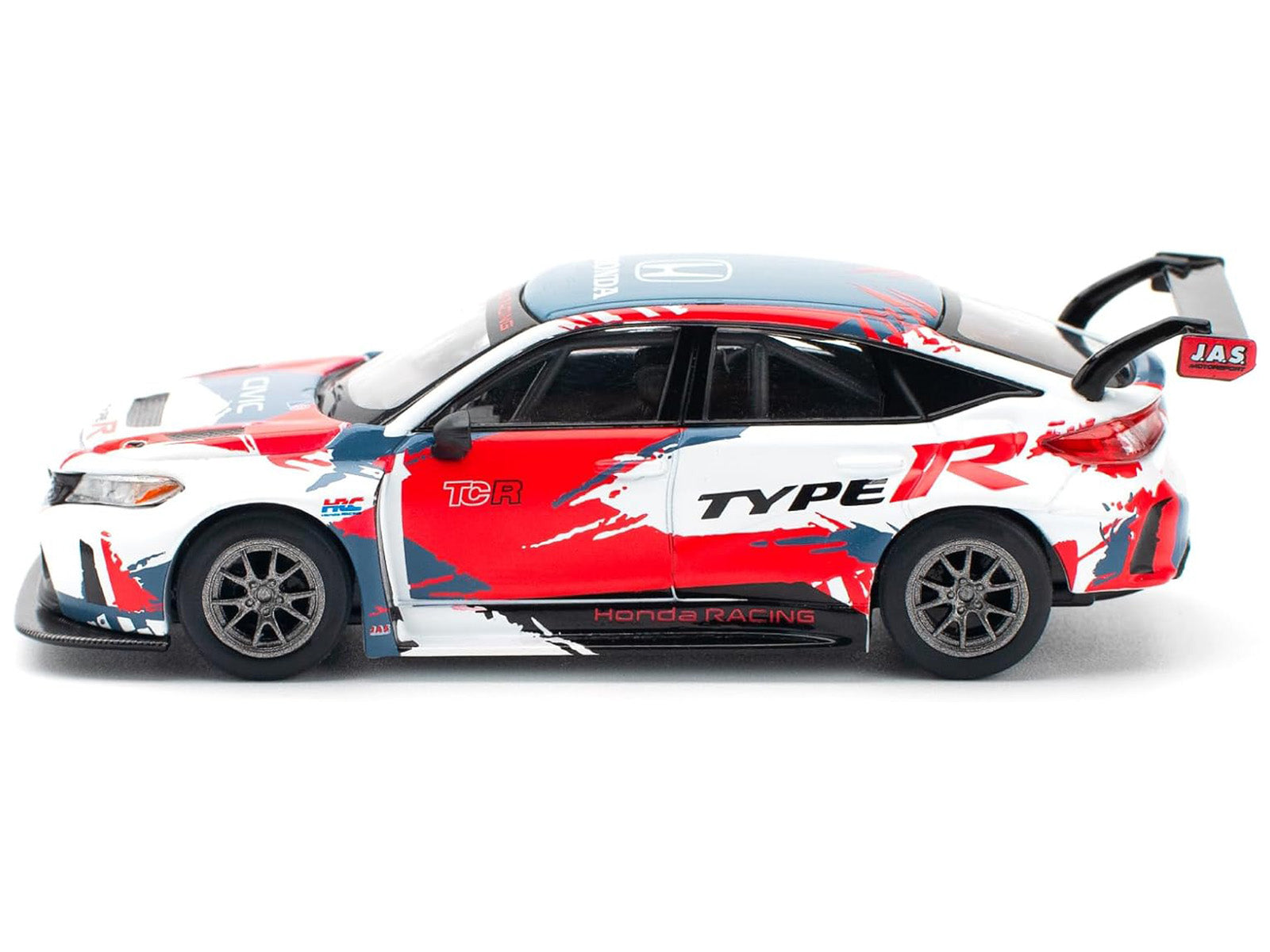 Honda Civic Type R TCR &quot;Presentation&quot; White with Graphics 1/64 Diecast Model Car by Pop Race