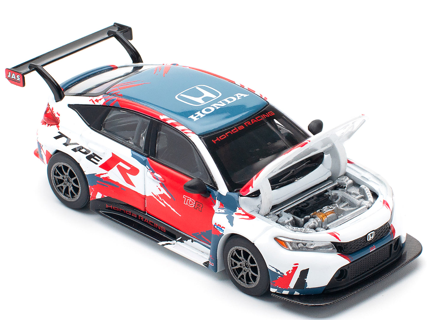 Honda Civic Type R TCR &quot;Presentation&quot; White with Graphics 1/64 Diecast Model Car by Pop Race