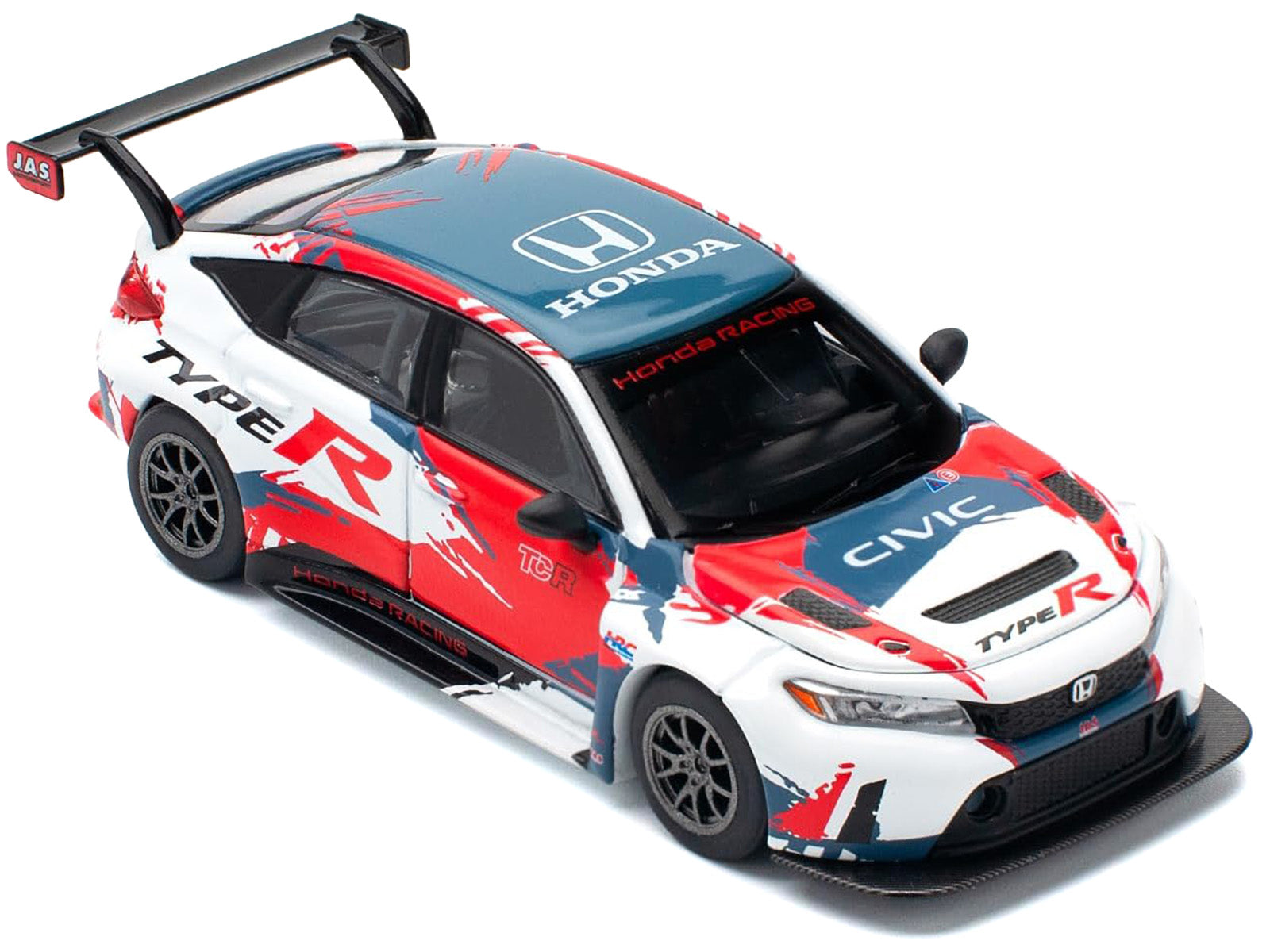 Honda Civic Type R TCR &quot;Presentation&quot; White with Graphics 1/64 Diecast Model Car by Pop Race