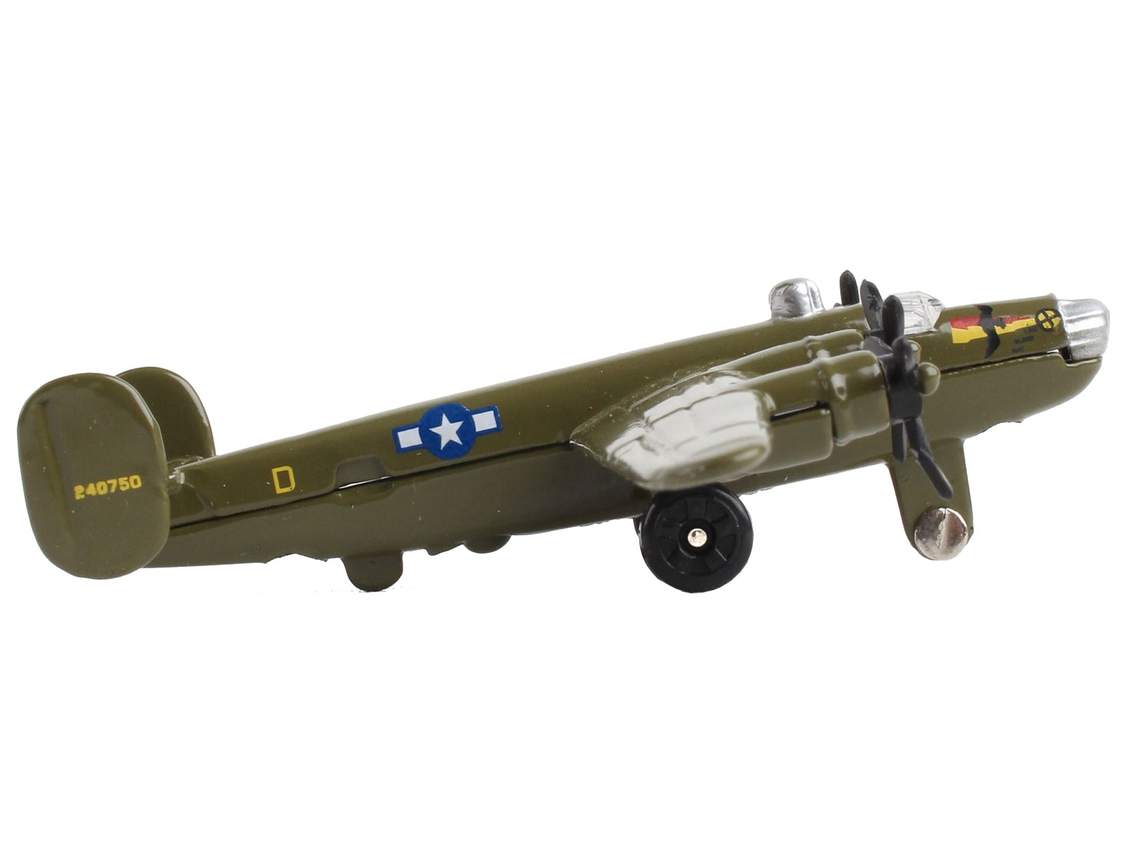 Consolidated B-24 Liberator Bomber Aircraft Olive Drab &quot;United States Army Air Force&quot; with Runway Section Diecast Model Airplane by Runway24