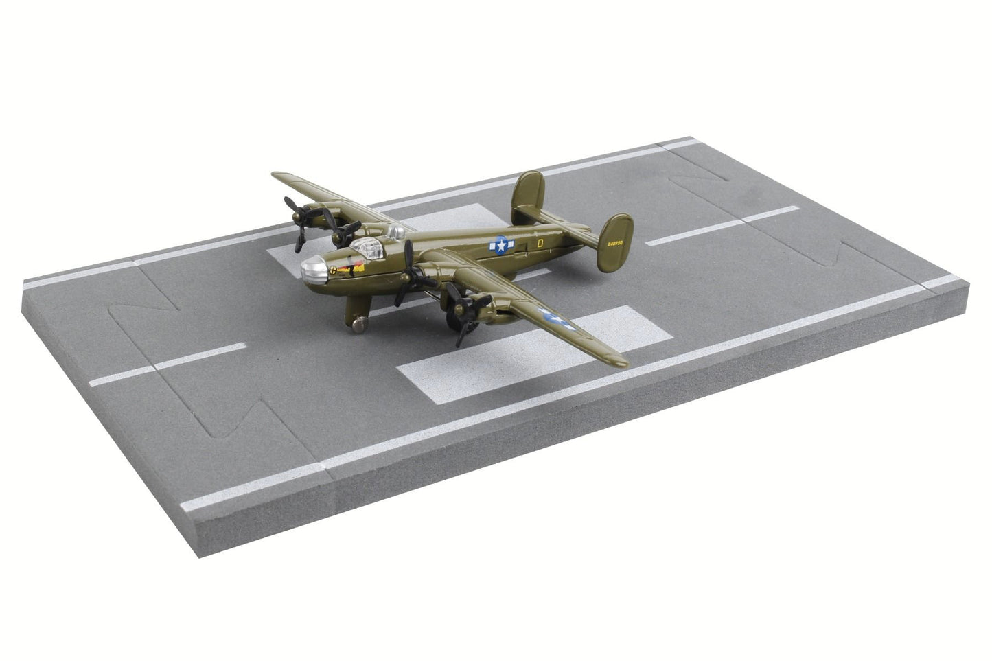 Consolidated B-24 Liberator Bomber Aircraft Olive Drab &quot;United States Army Air Force&quot; with Runway Section Diecast Model Airplane by Runway24