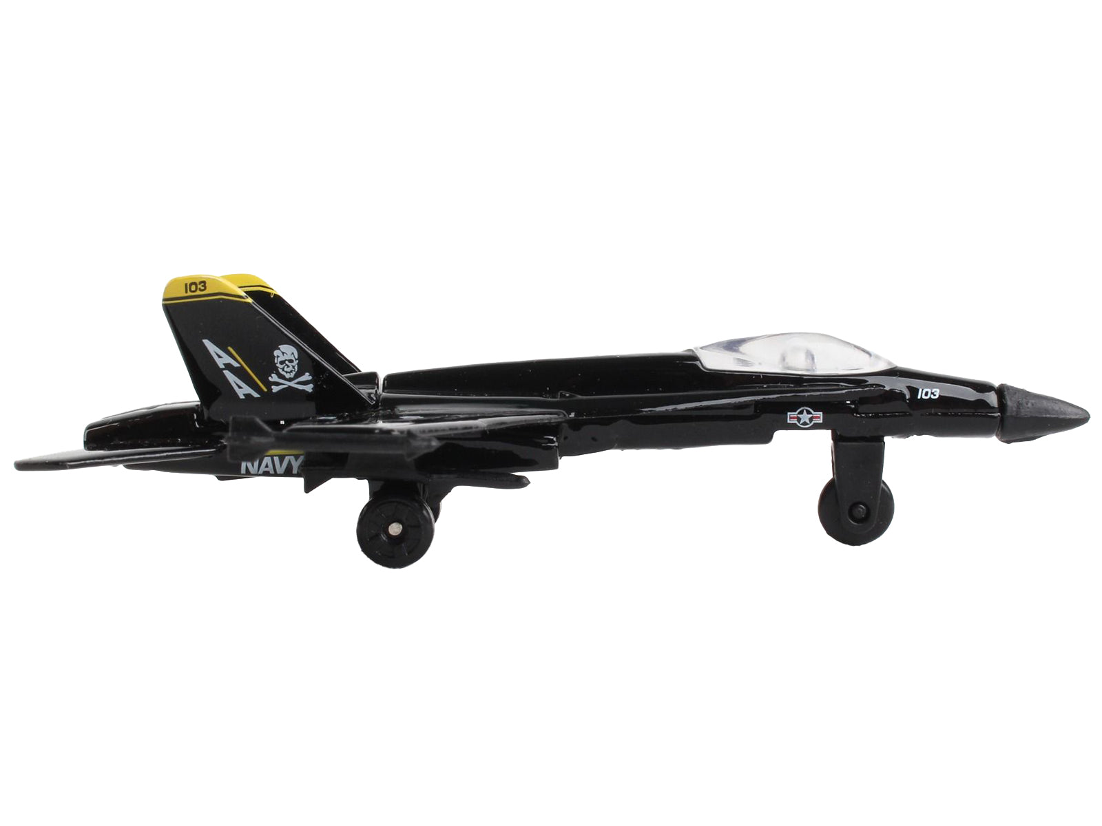 McDonnell Douglas F/A-18 Hornet Fighter Aircraft Black &quot;United States Navy&quot; with Runway Section Diecast Model Airplane by Runway24
