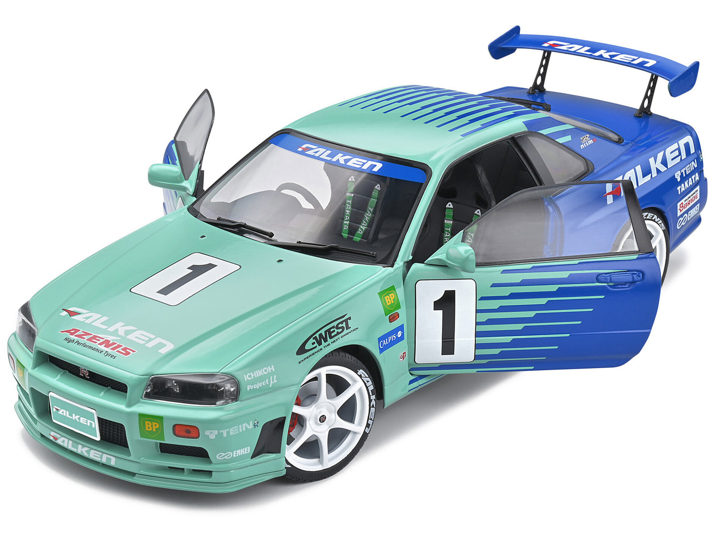 Nissan Skyline GT-R (R34) RHD (Right Hand Drive) #1 Hironori Takeuchi - Yuji Tachikawa &quot;Falken&quot; JGTC (Japan Grand Touring Championship) (2001) &quot;Competition&quot; Series 1/18 Diecast Model Car by Solido
