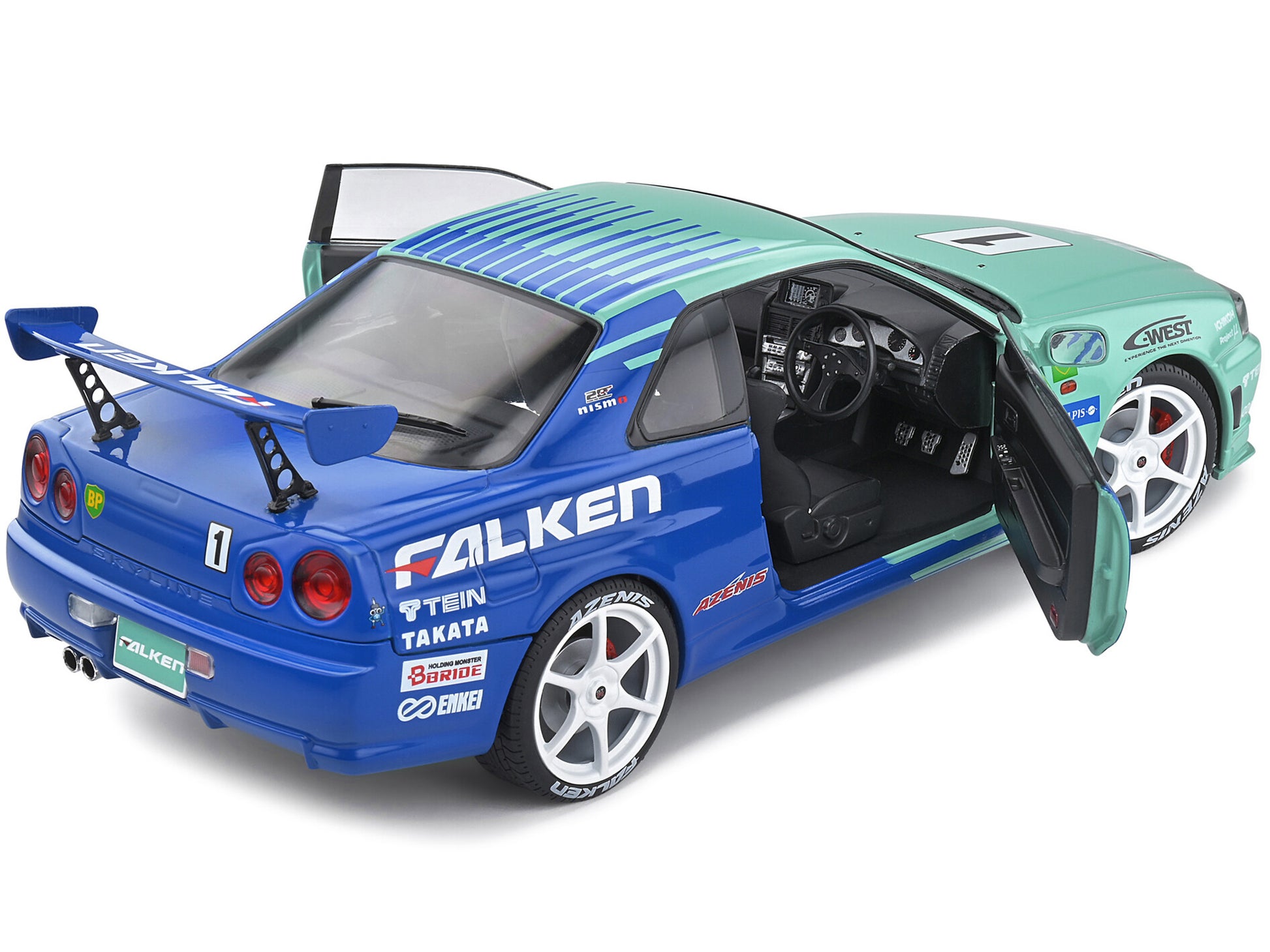 Nissan Skyline GT-R (R34) RHD (Right Hand Drive) #1 Hironori Takeuchi - Yuji Tachikawa &quot;Falken&quot; JGTC (Japan Grand Touring Championship) (2001) &quot;Competition&quot; Series 1/18 Diecast Model Car by Solido