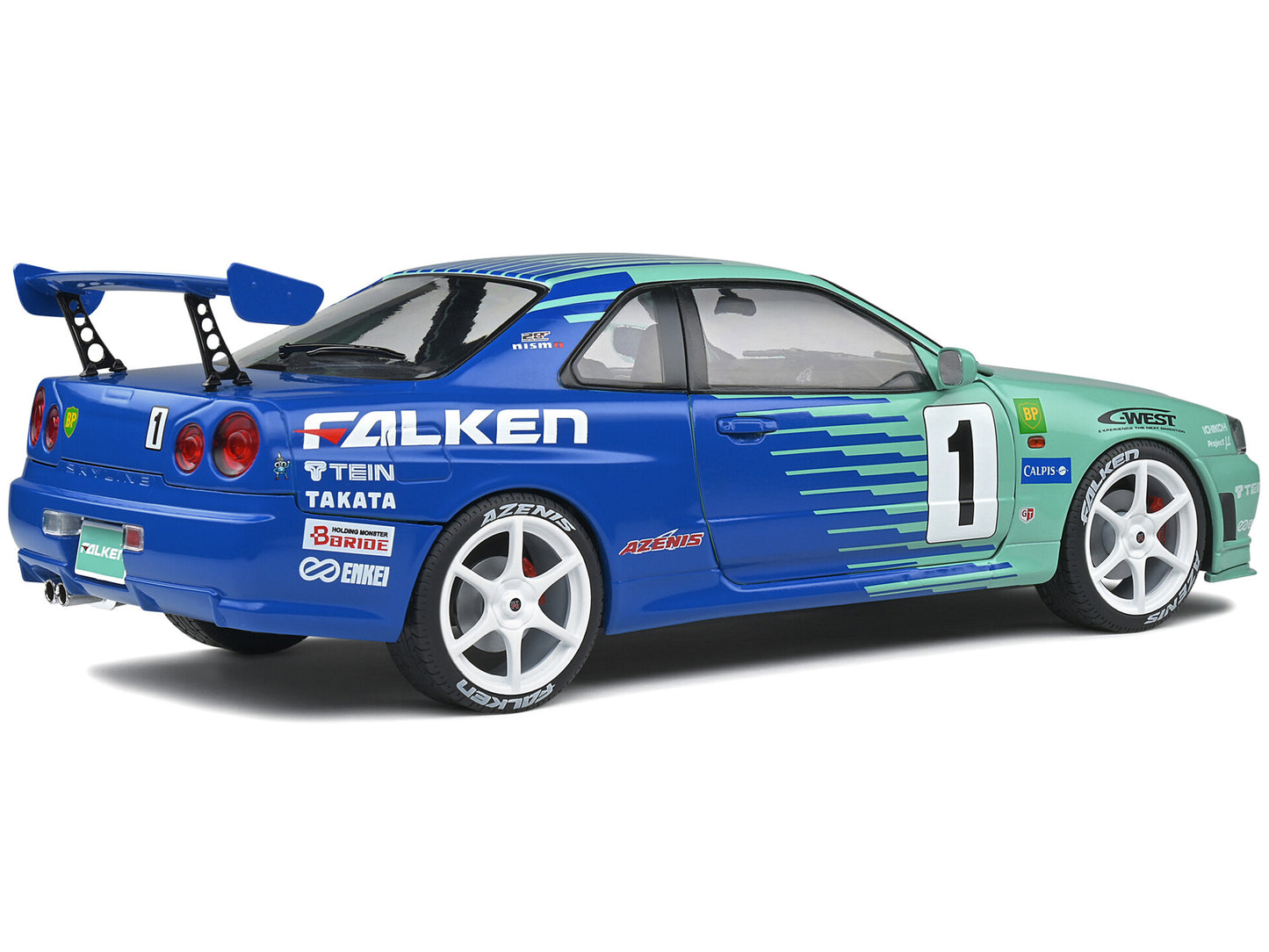 Nissan Skyline GT-R (R34) RHD (Right Hand Drive) #1 Hironori Takeuchi - Yuji Tachikawa &quot;Falken&quot; JGTC (Japan Grand Touring Championship) (2001) &quot;Competition&quot; Series 1/18 Diecast Model Car by Solido