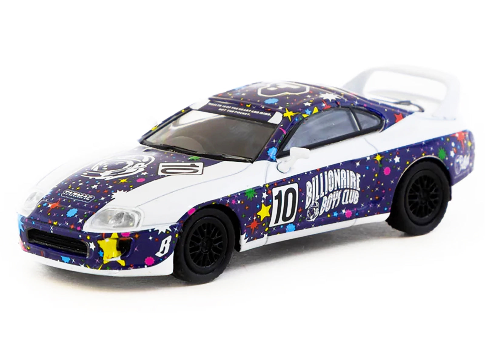 Toyota Supra RHD (Right Hand Drive) #10 &quot;Billionaire Boys Club&quot; Purple and White with Graphics &quot;Hobby64&quot; Series 1/64 Diecast Model Car by Tarmac Works