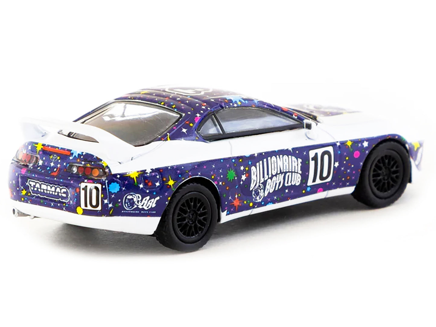 Toyota Supra RHD (Right Hand Drive) #10 &quot;Billionaire Boys Club&quot; Purple and White with Graphics &quot;Hobby64&quot; Series 1/64 Diecast Model Car by Tarmac Works