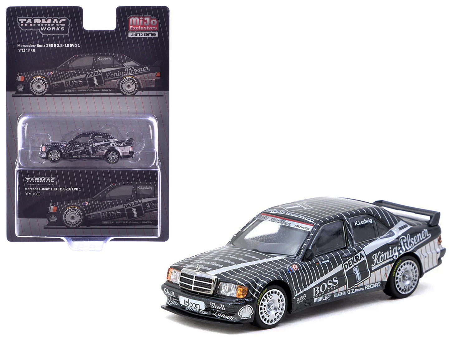 Mercedes-Benz 190 E 2.5-16 EVO 1 #1 Klaus Ludwig &quot;Deutsche Tourenwagen Meisterschaft (DTM)&quot; (1989) &quot;Global64&quot; Series 1/64 Diecast Model by Tarmac Works