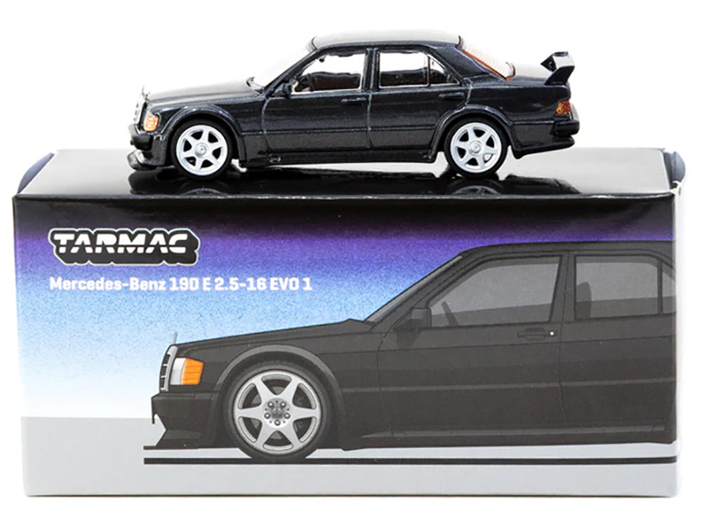 Mercedes-Benz 190 E 2.5-16 EVO 1 Blue-Black Metallic &quot;Global64&quot; Series 1/64 Diecast Model by Tarmac Works