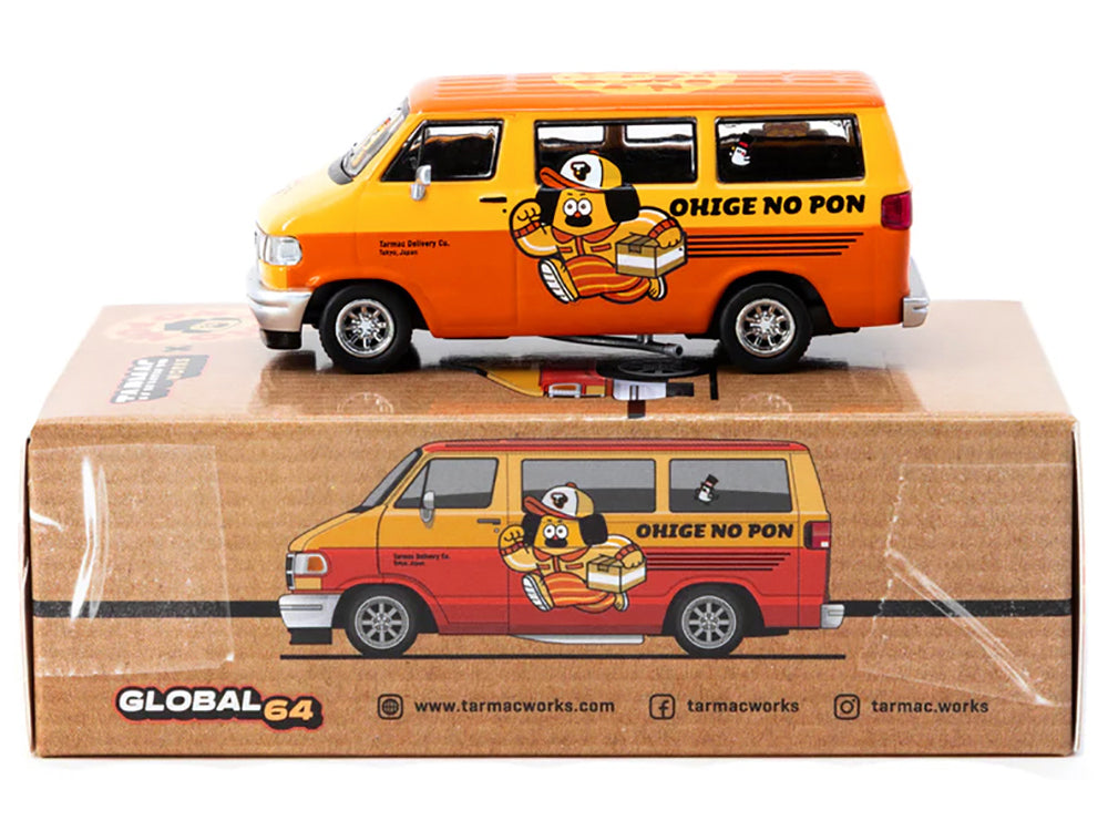 Dodge Van &quot;Ohige no Pon&quot; Orange Two-Tone &quot;Global64&quot; Series 1/64 Diecast Model by Tarmac Works