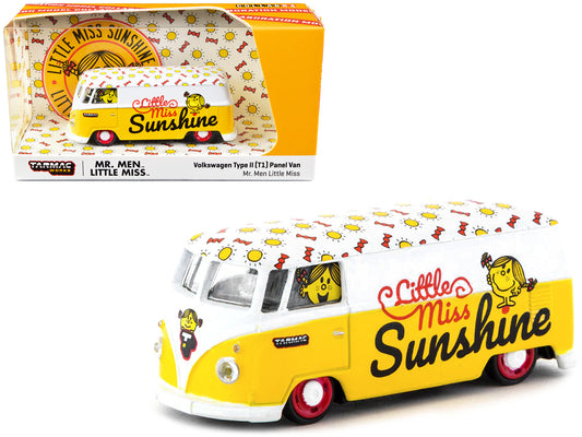 Volkswagen Type II (T1) Panel Van &quot;Little Miss Sunshine&quot; Yellow and White &quot;Mr. Men & Little Miss&quot; &quot;Collab64&quot; Series 1/64 Diecast Model Car by Schuco & Tarmac Works