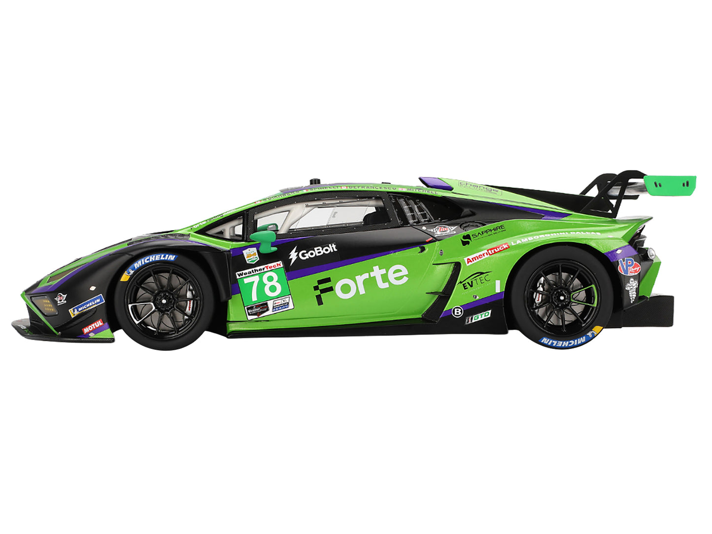 Lamborghini Huracan GT3 EVO2 #78 Devlin DeFrancesco - Misha Goikhberg - Sandy Mitchell - Loris Spinelli &quot;Forte Racing&quot; IMSA &quot;24 Hours of Daytona&quot; (2024) 1/18 Model Car by Top Speed