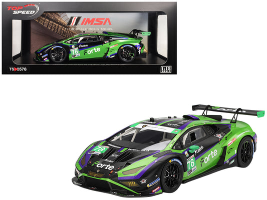 Lamborghini Huracan GT3 EVO2 #78 Devlin DeFrancesco - Misha Goikhberg - Sandy Mitchell - Loris Spinelli &quot;Forte Racing&quot; IMSA &quot;24 Hours of Daytona&quot; (2024) 1/18 Model Car by Top Speed