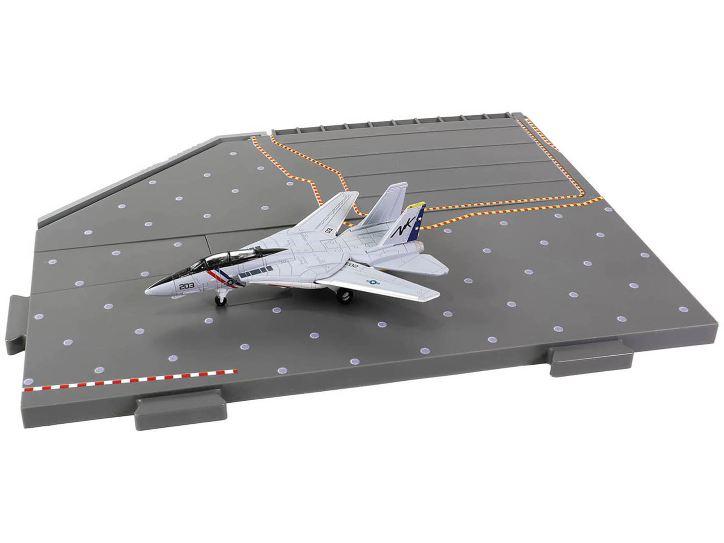 Grumman F-14 Tomcat Fighter Aircraft &quot;VF-2 Bounty Hunters&quot; and Section C of USS Enterprise (CVN-65) Aircraft Carrier Display Deck &quot;Legendary F-14 Tomcat&quot; Series 1/200 Diecast Model by Forces of Valor