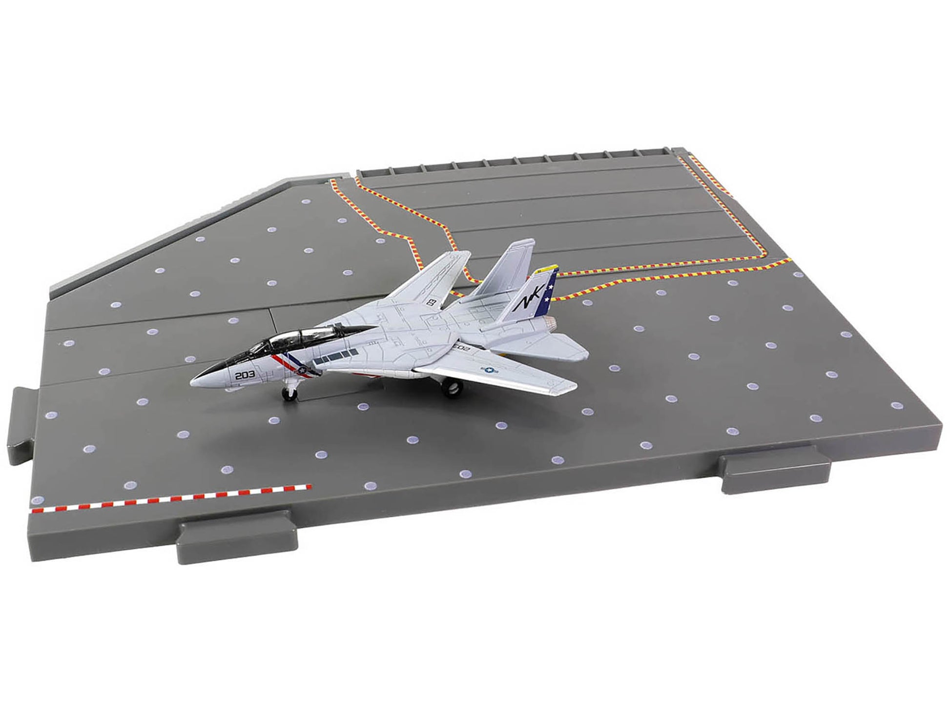 Grumman F-14 Tomcat Fighter Aircraft &quot;VF-2 Bounty Hunters&quot; and Section C of USS Enterprise (CVN-65) Aircraft Carrier Display Deck &quot;Legendary F-14 Tomcat&quot; Series 1/200 Diecast Model by Forces of Valor