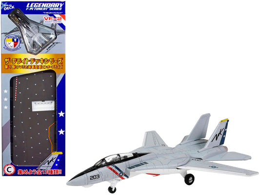 Grumman F-14 Tomcat Fighter Aircraft &quot;VF-2 Bounty Hunters&quot; and Section C of USS Enterprise (CVN-65) Aircraft Carrier Display Deck &quot;Legendary F-14 Tomcat&quot; Series 1/200 Diecast Model by Forces of Valor
