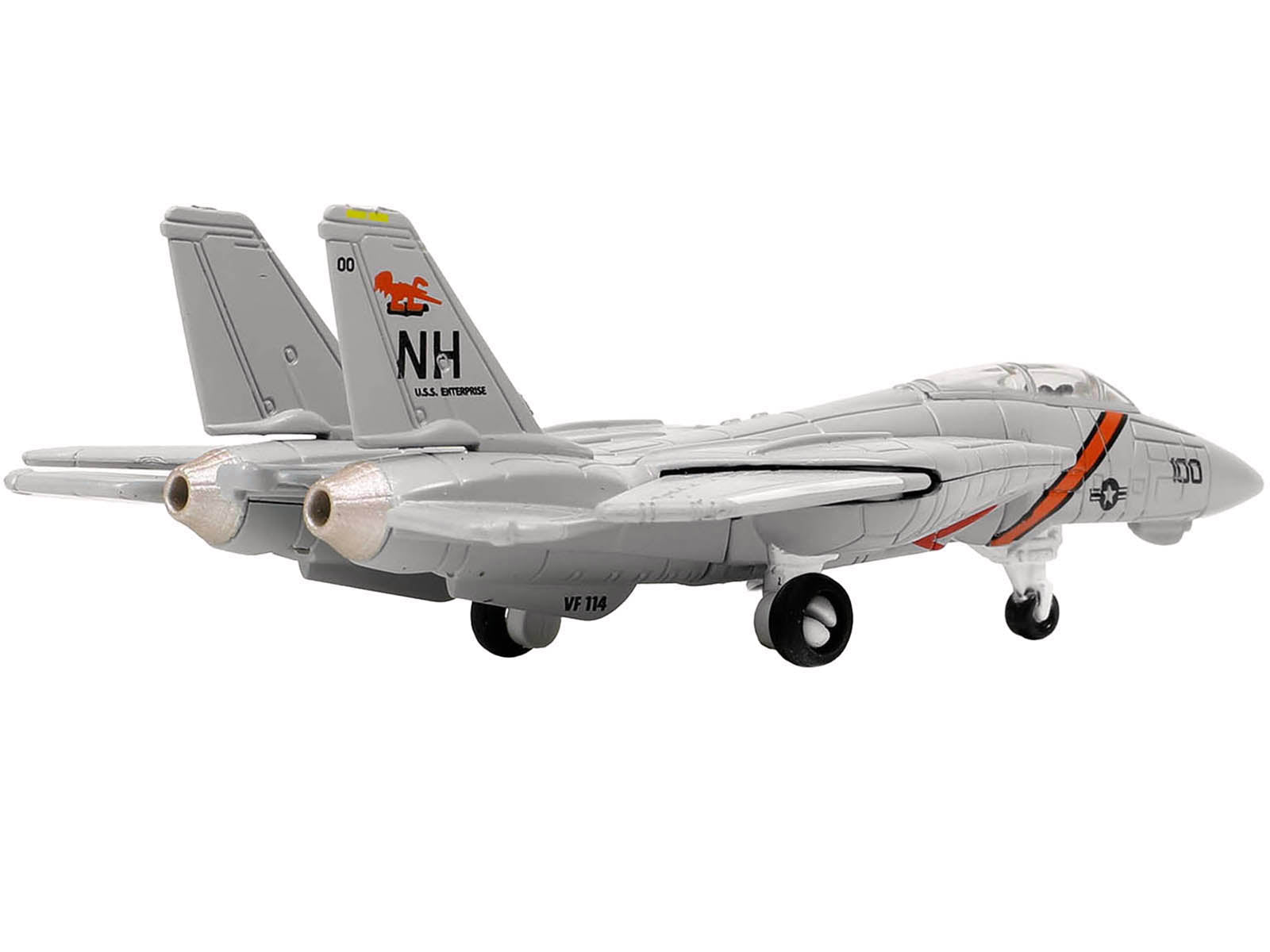 Grumman F-14 Tomcat Fighter Aircraft &quot;VF-114 Aardvarks&quot; and Section E of USS Enterprise (CVN-65) Aircraft Carrier Display Deck &quot;Legendary F-14 Tomcat&quot; Series 1/200 Diecast Model by Forces of Valor