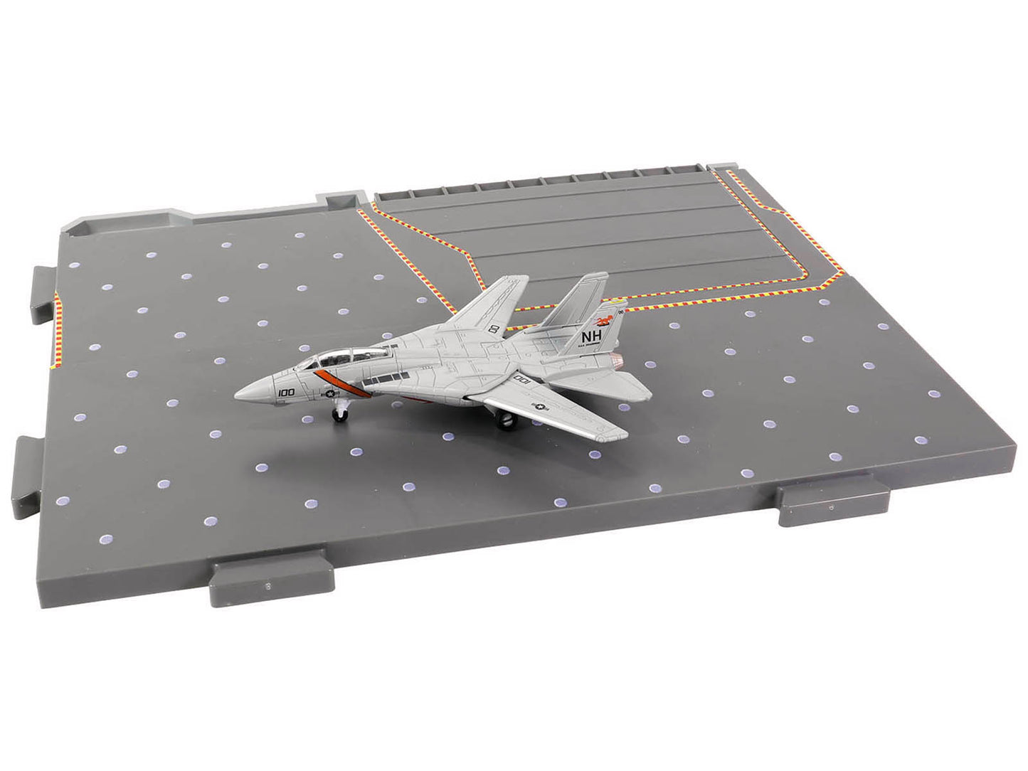 Grumman F-14 Tomcat Fighter Aircraft &quot;VF-114 Aardvarks&quot; and Section E of USS Enterprise (CVN-65) Aircraft Carrier Display Deck &quot;Legendary F-14 Tomcat&quot; Series 1/200 Diecast Model by Forces of Valor