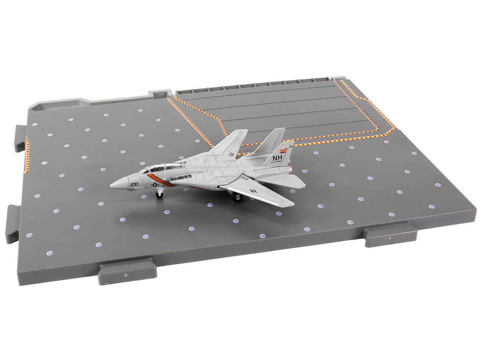 Grumman F-14 Tomcat Fighter Aircraft &quot;VF-114 Aardvarks&quot; and Section E of USS Enterprise (CVN-65) Aircraft Carrier Display Deck &quot;Legendary F-14 Tomcat&quot; Series 1/200 Diecast Model by Forces of Valor