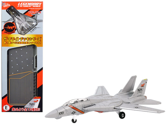 Grumman F-14 Tomcat Fighter Aircraft &quot;VF-114 Aardvarks&quot; and Section E of USS Enterprise (CVN-65) Aircraft Carrier Display Deck &quot;Legendary F-14 Tomcat&quot; Series 1/200 Diecast Model by Forces of Valor