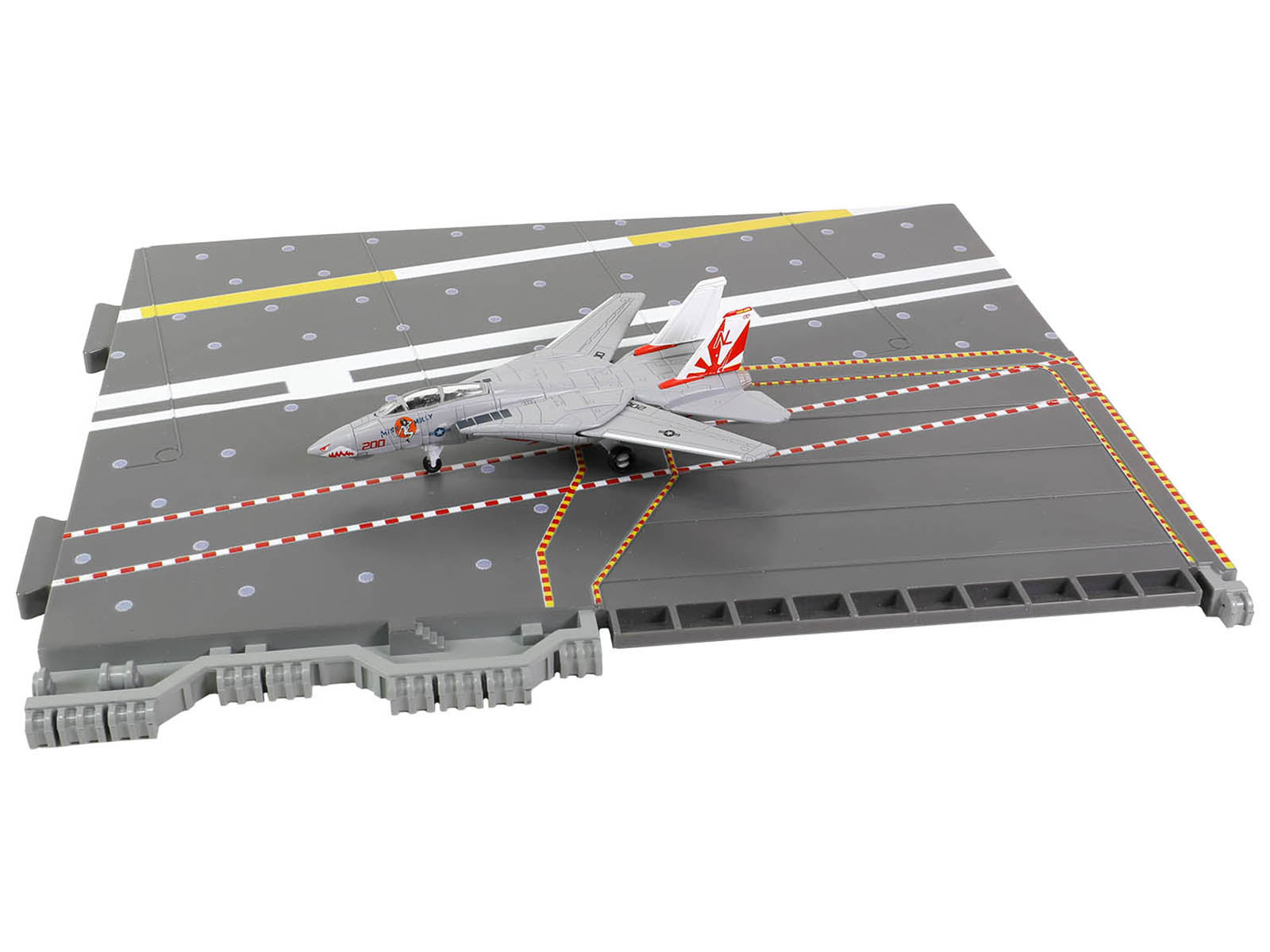 Grumman F-14A Tomcat Fighter Aircraft &quot;VF-111 Sundowners&quot; and Section J of USS Enterprise (CVN-65) Aircraft Carrier Display Deck &quot;Legendary F-14 Tomcat&quot; Series 1/200 Diecast Model by Forces of Valor