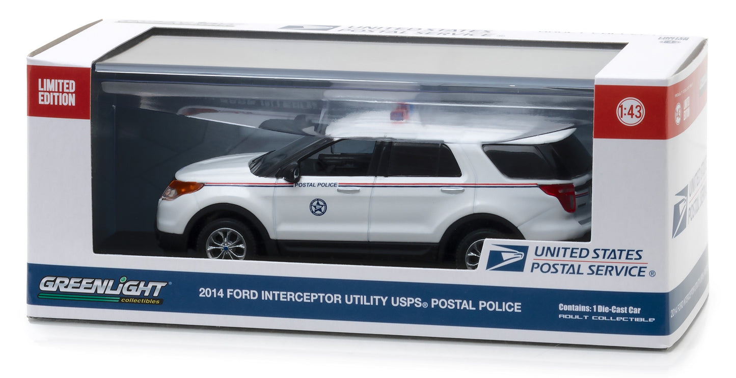 2014 Ford Interceptor Utility Postal Police &quot;United States Postal Service&quot; (USPS) White 1/43 Diecast Model Car by Greenlight