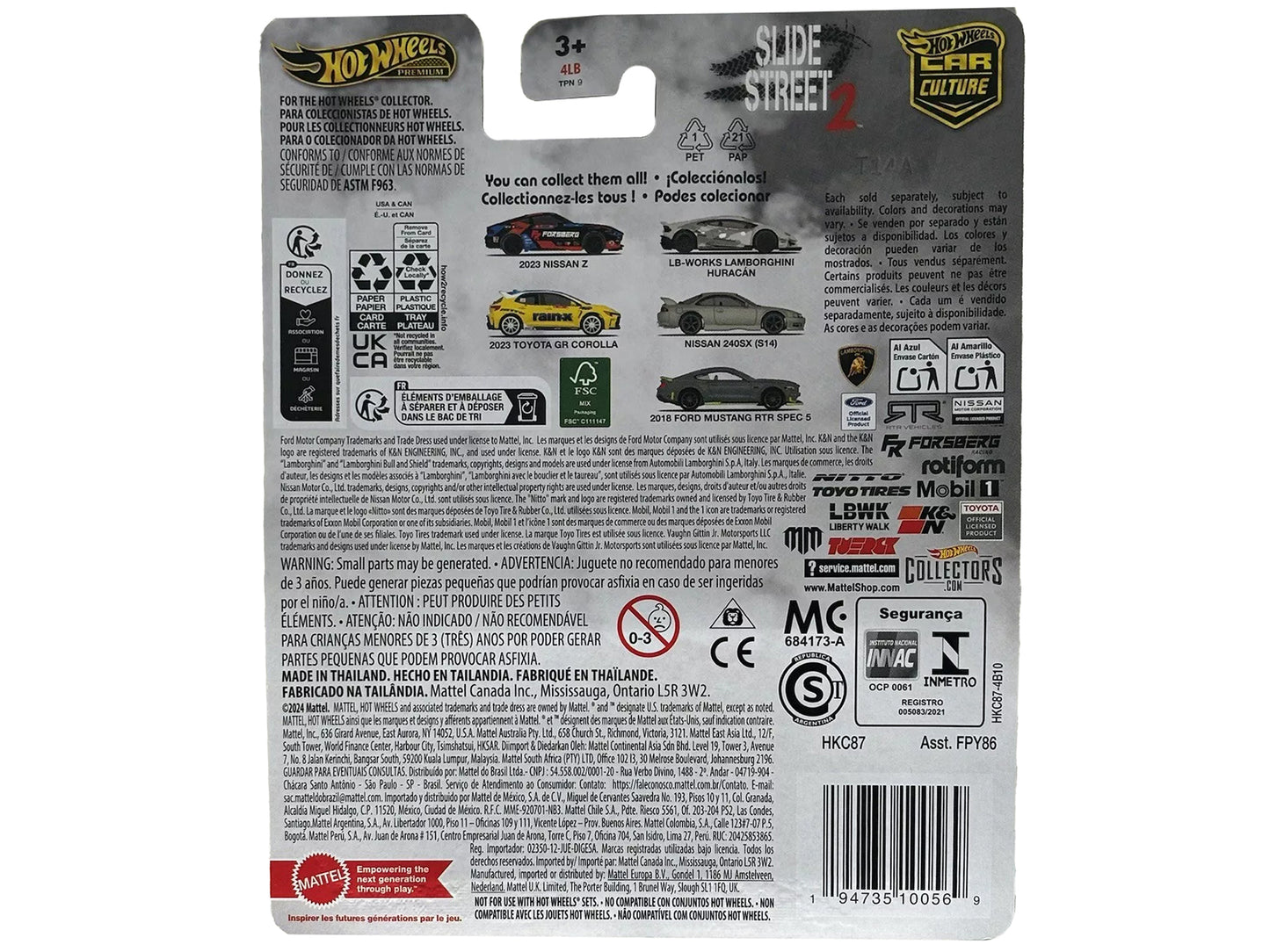 2018 Ford Mustang RTR Spec 5 Gray &quot;Slide Street 2&quot; Series Diecast Model Car by Hot Wheels