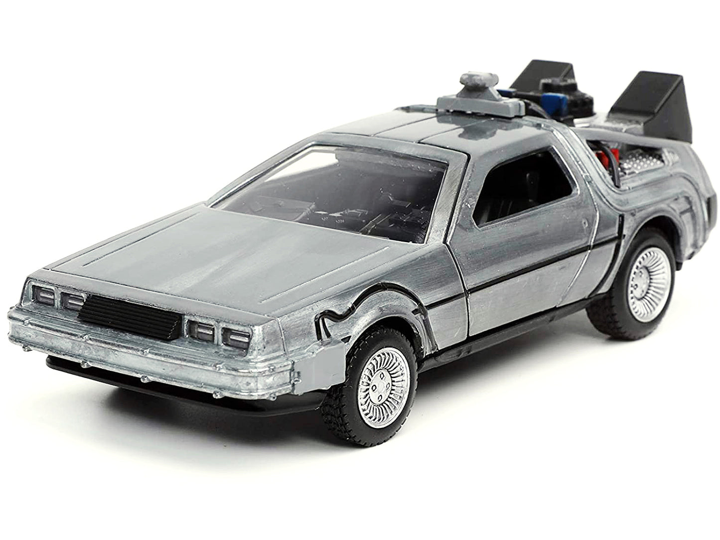 DeLorean DMC (Time Machine) Brushed Metal &quot;Back to the Future Part I&quot; (1985) Movie &quot;Hollywood Rides&quot; Series 1/32 Diecast Model Car by Jada