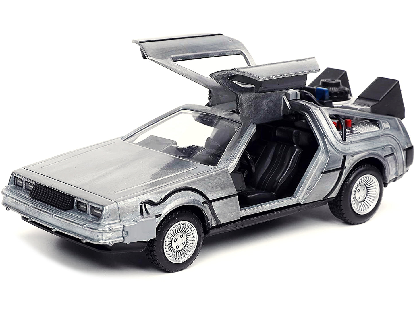 DeLorean DMC (Time Machine) Brushed Metal &quot;Back to the Future Part I&quot; (1985) Movie &quot;Hollywood Rides&quot; Series 1/32 Diecast Model Car by Jada