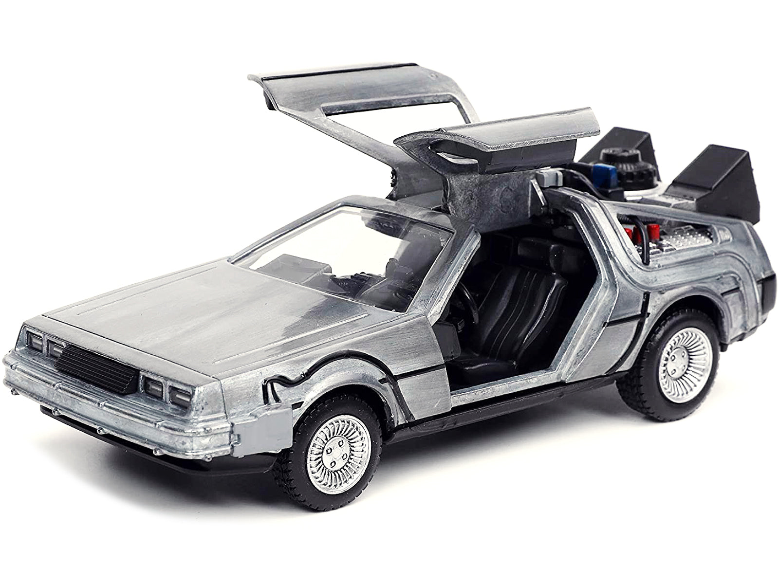 DeLorean DMC (Time Machine) Brushed Metal &quot;Back to the Future Part I&quot; (1985) Movie &quot;Hollywood Rides&quot; Series 1/32 Diecast Model Car by Jada