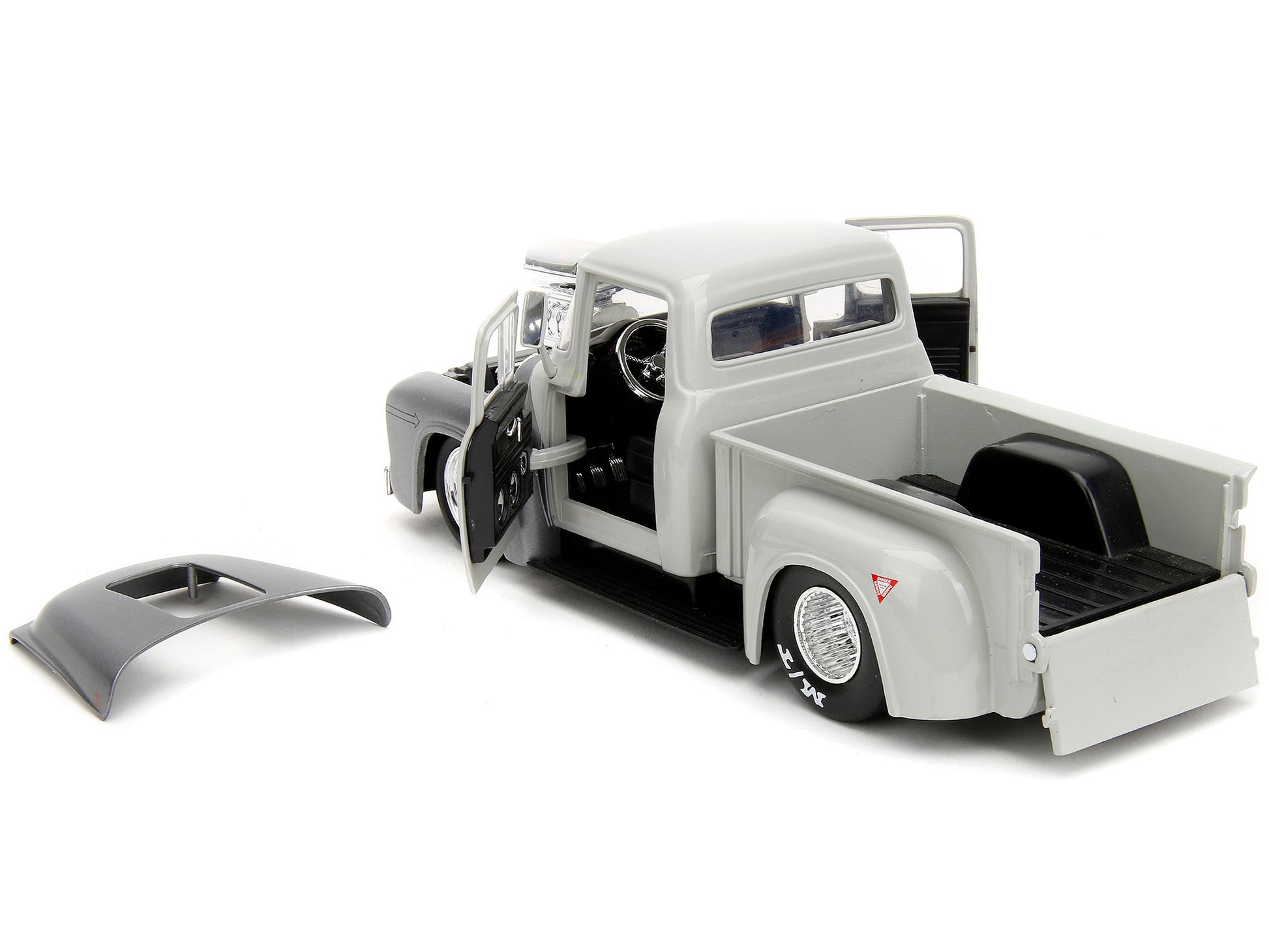 1956 Ford F-100 Pickup Truck Tan and Gray Metallic and Guile Diecast Figure &quot;Street Fighter&quot; Video Game &quot;Anime Hollywood Rides&quot; Series 1/24 Diecast Model Car by Jada