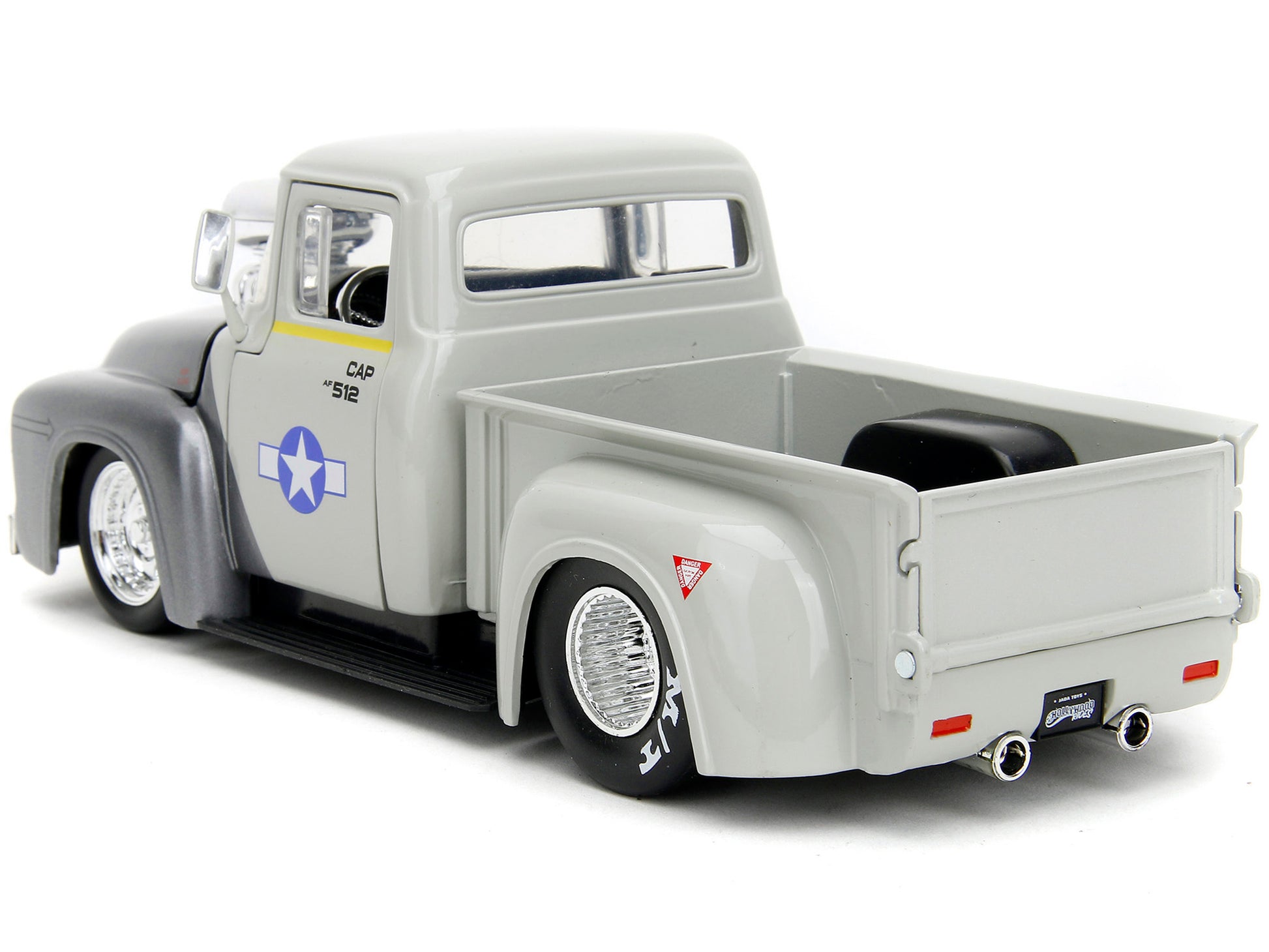 1956 Ford F-100 Pickup Truck Tan and Gray Metallic and Guile Diecast Figure &quot;Street Fighter&quot; Video Game &quot;Anime Hollywood Rides&quot; Series 1/24 Diecast Model Car by Jada