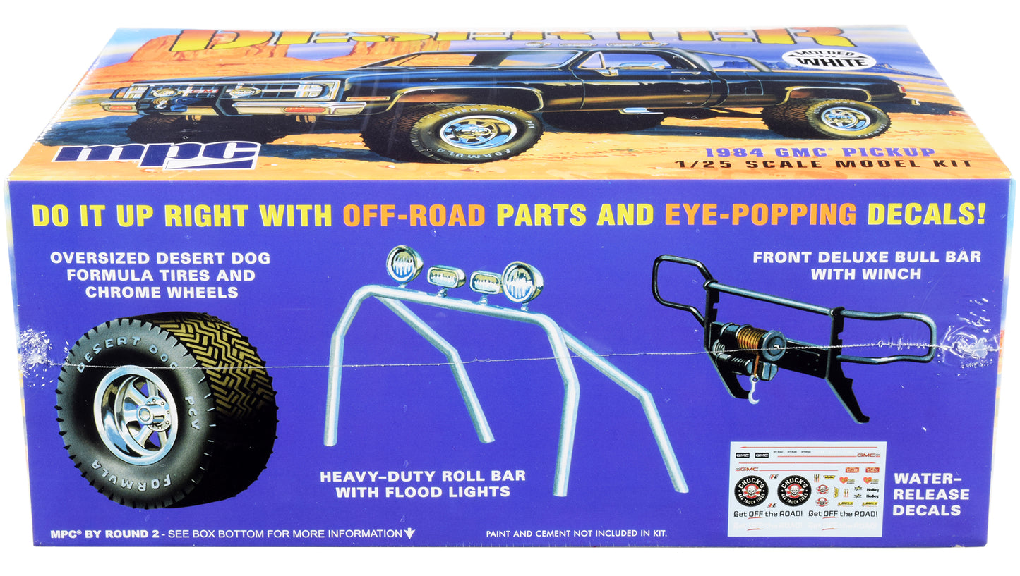 Skill 2 Model Kit 1984 GMC Pickup Truck (Molded in White) &quot;Deserter&quot; 1/25 Scale Model by MPC